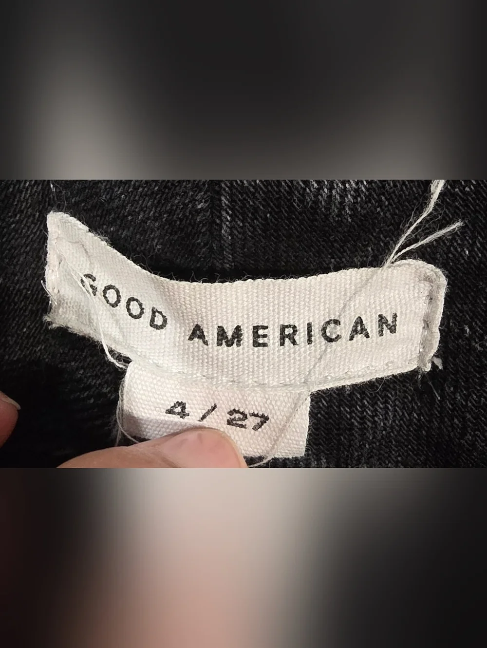 Good American Good Waist Black Cropped Distressed Skinny Jeans Size 4/27 - Picture 6 of 7